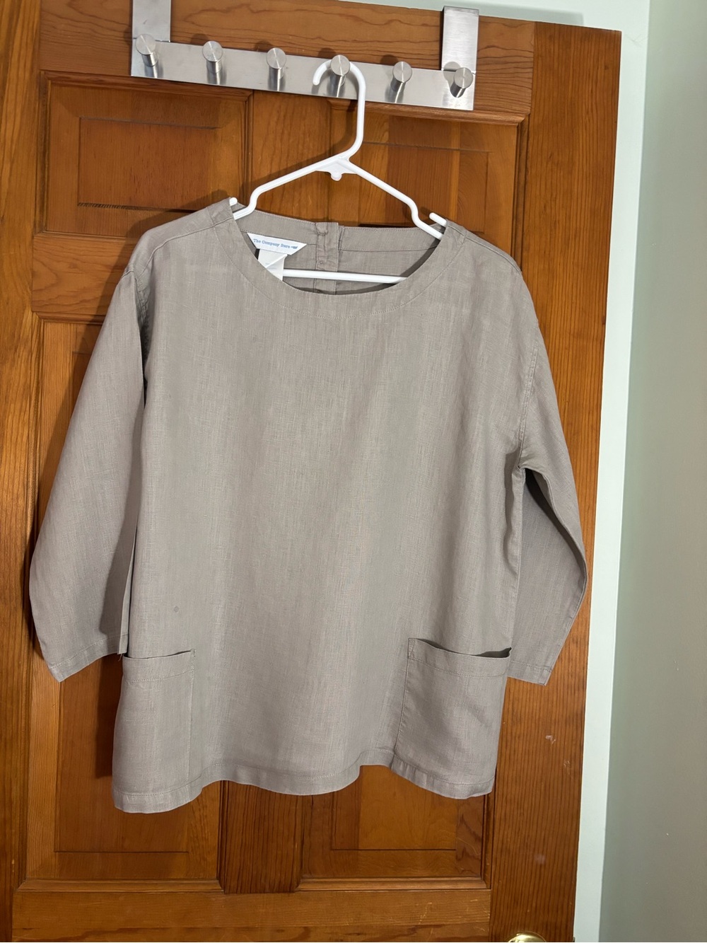 The Company Store Neutral Taupe Linen Tunic Top Size Large